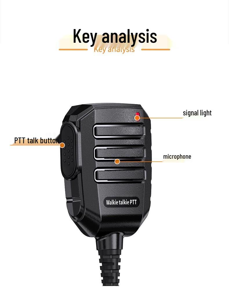 M6 Handheld Microphone for Walkie-Talkie: Compatible with Baofeng Quansheng UV-K6 UV5R, Shoulder Mic for K/M Head Station.