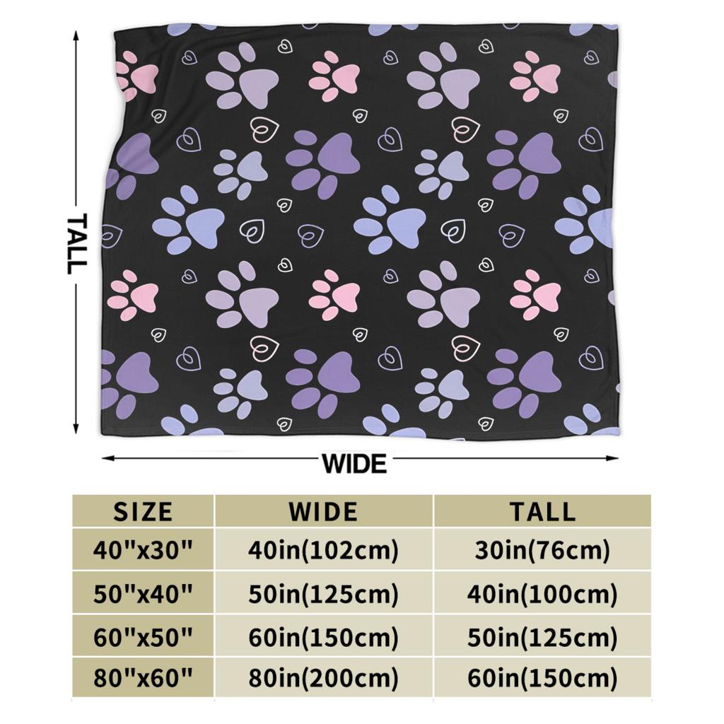 Dog Paw Print and Bone Flannel Blankets Autumn Warm Soft Throw Blanket for Children Bedroom Funny Bedspread Sofa Bed Cover