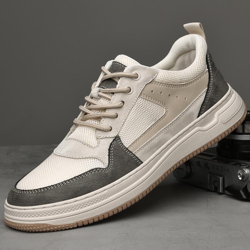Men's Shoes British Style Soft Sole Breathable Trend Fashion Mesh Shoes Casual Sports Shoes Thick Baseplate Shoes Men