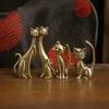Mini Vintage Brass Cat Figurine 1Pcs Retro Metal Cat Statue Small Animal Ornament for Home Desktop Decor Collectible Artware