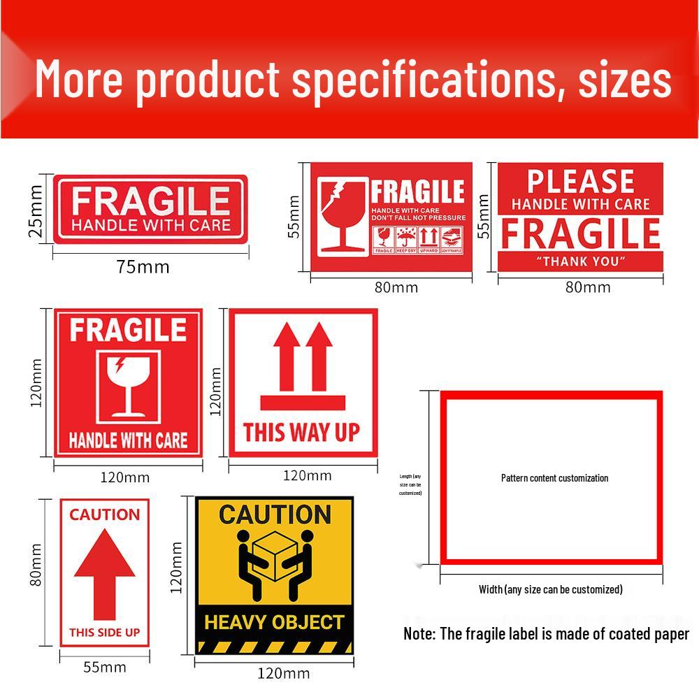 Express Delivery Fragile Warning Stickers - English Adhesive 'Do Not Press' Labels