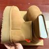 Classic Women Sheepskin Leather Ultra Mini 5CM Platform Snow Boots Lady Natural Wool Fur Thick Sole Winter Warm High Heels Shoes