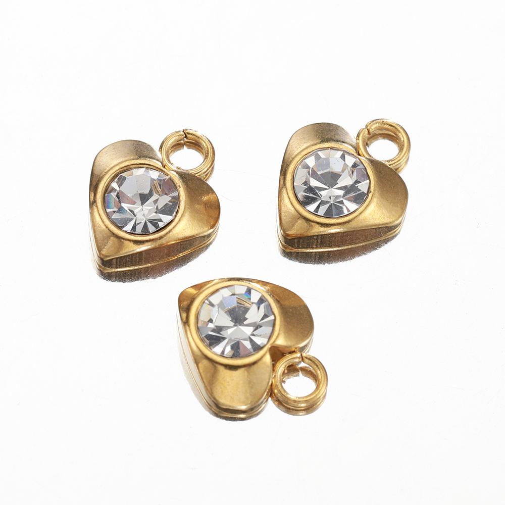 20pcs Stainless Steel Zircon Rhinestone Star Love Heart Charms Pendants for Earrings Necklace Bracelet DIY Jewelry Making