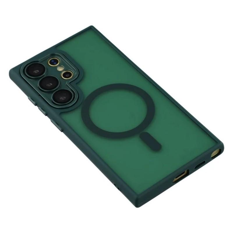 For Samsung Galaxy S23 Ultra Case Compatible with MagSafe WANLONFENG QB Series PC TPU Phone Cover with Screen Film