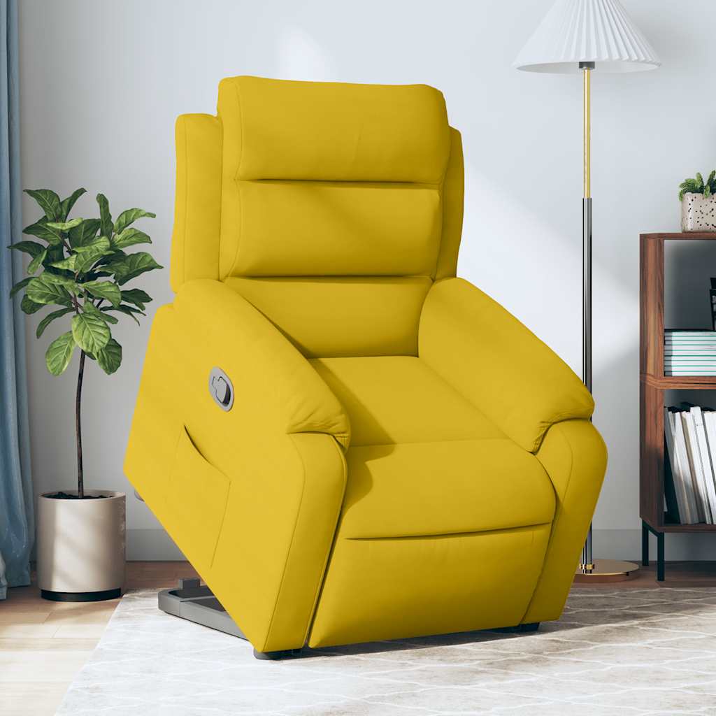 Recliner Chair with Lift Assist Yellow Velvet