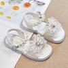 2024 New Soft Butterfly Rhinestones Sweet Princess Shoes for Party Wedding Shows Summer Children Girls Sandals Britain Style PU