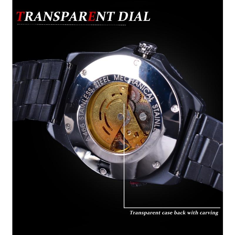 Forsining Men's Fashion Openwork Luminous Waterproof White Skull Mechanical Watch