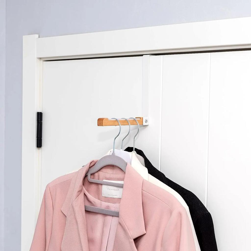 1PCS Portable Travel Door Hooks Wooden Hook Organizer Rack for Coat Hats Robes Foldable Clothes Hanger for Laundry Room Bathroom