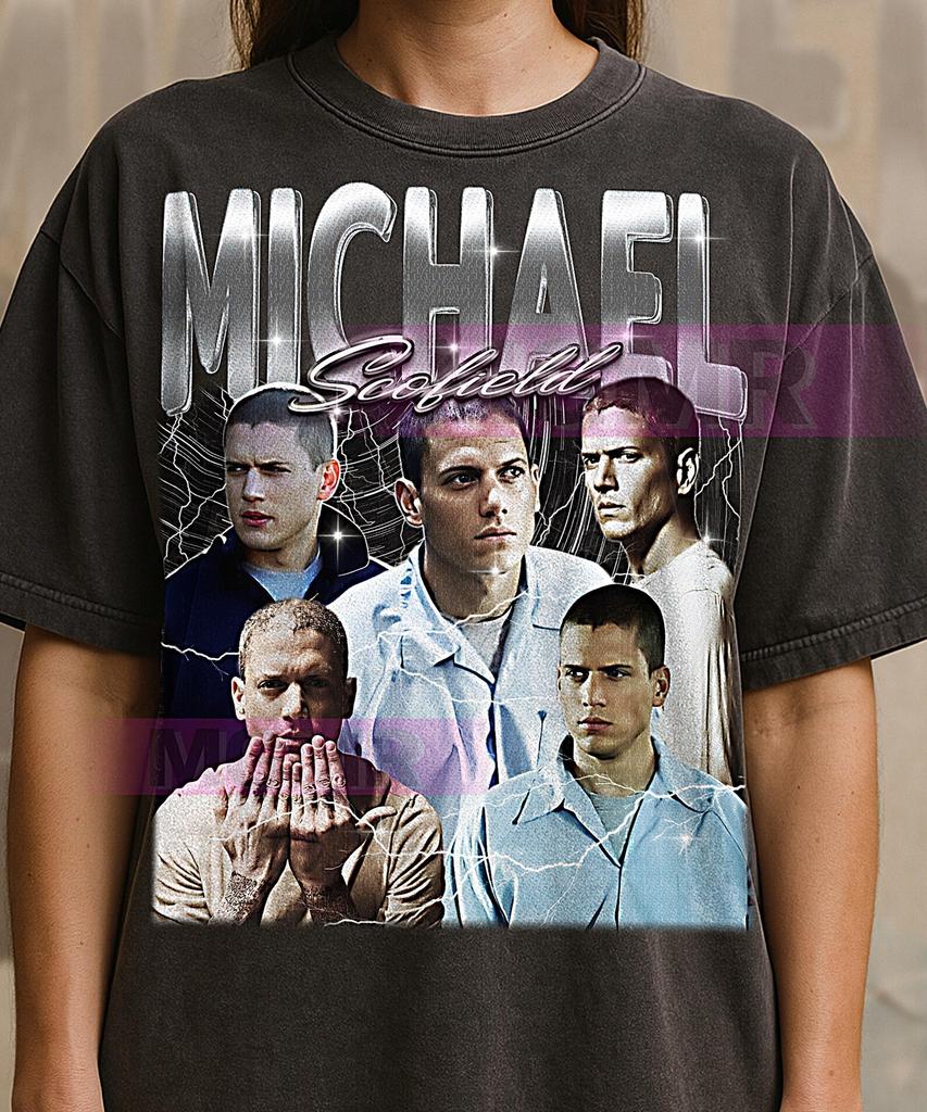 Maglietta Bootleg di Michael Scofield, Maglietta Vintage con Personaggio TV Artista della Fuga Eroe Stella, Maglietta Retrò anni '90 Throwback, Maglione di Michael Scofield