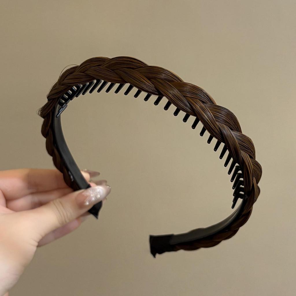Korean Style Braided Non-Slip Wig Headband - High Volume Forest Design Hair Accessory