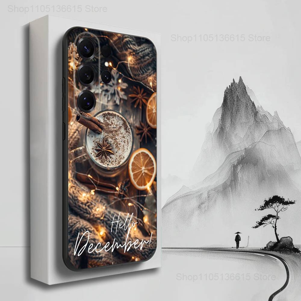 

Christmas Art winter Coffee Case For Samsung S25,S24,S23,S22,S21,S20,S10,S9,Ultra,Plus,Lite,FE,Soft Silicone Black Cover SamsungS9