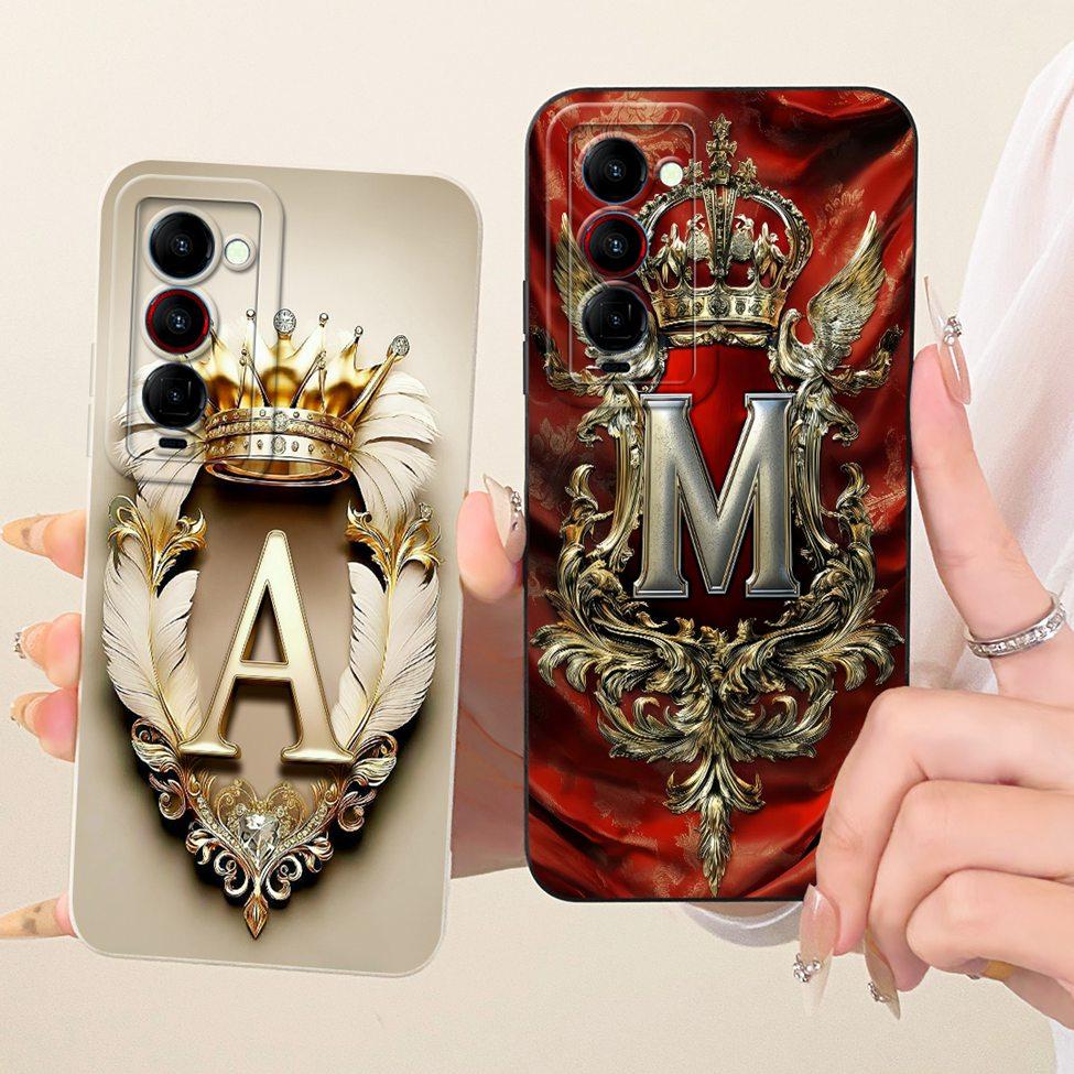 For Tecno Camon 18Premier CH9 CH9n Phone Case For Tecno Camon 18 Premier Cover Luxury A-Z Letters 2D Painted Silicone Casing