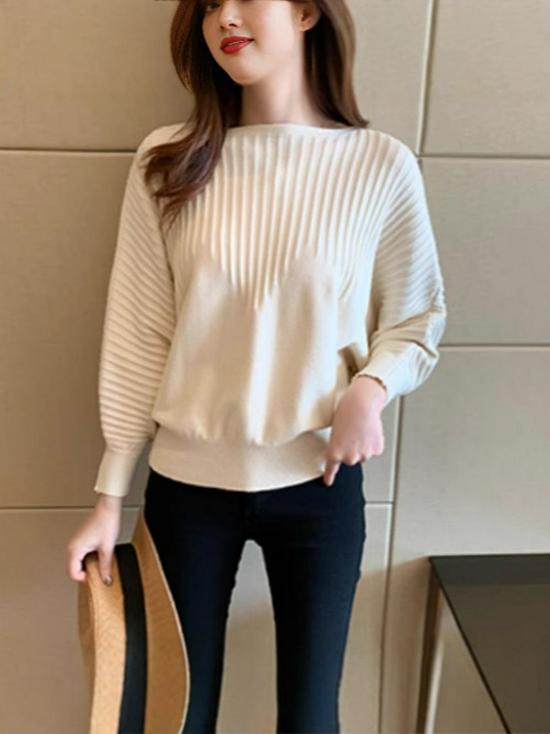 2024 Japan-Korea Autumn/Winter Women's Batwing Sleeve Knit Pullover Sweater