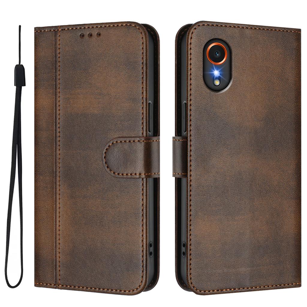 For Samsung Galaxy Xcover7 Cases Wallet Stand Retro Texture Leather Phone Cover with Lanyard