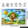 2D Rainbow Tree House Backdrop, Kids Playground Themed Background for Baby & Toddler Party Decor