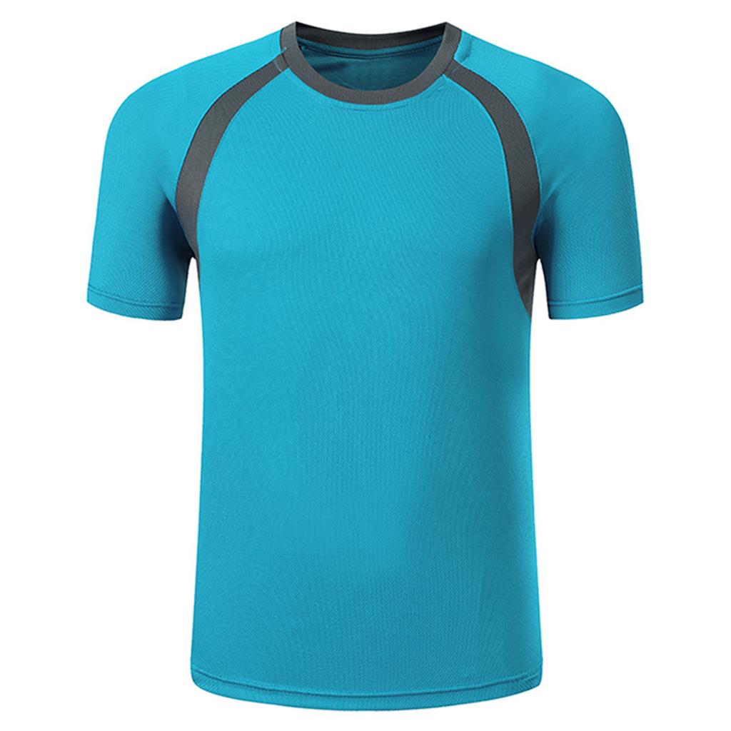 Kids Boys Quick-drying Clothing Short Sleeve Round Neckline Patchwork Style Breathable Sport Top