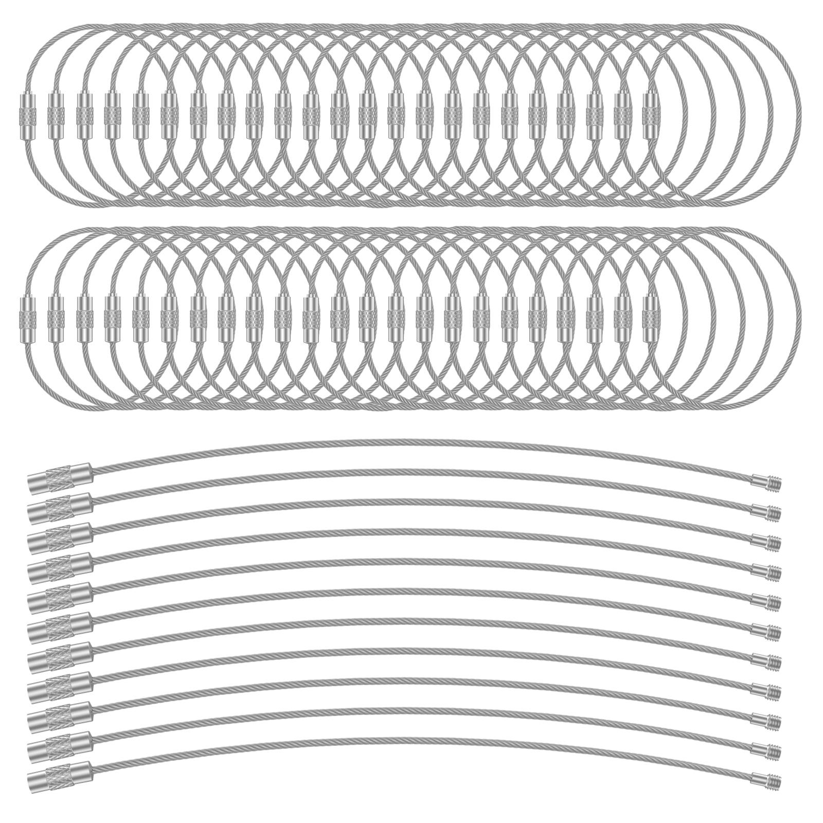 

200/100pcs 5.9 Steel Wire Keychain Colored Nylon Coated 1.5 mm Key Rings Loops for Hanging Luggage Tags, Keys and ID Tag Keepe
