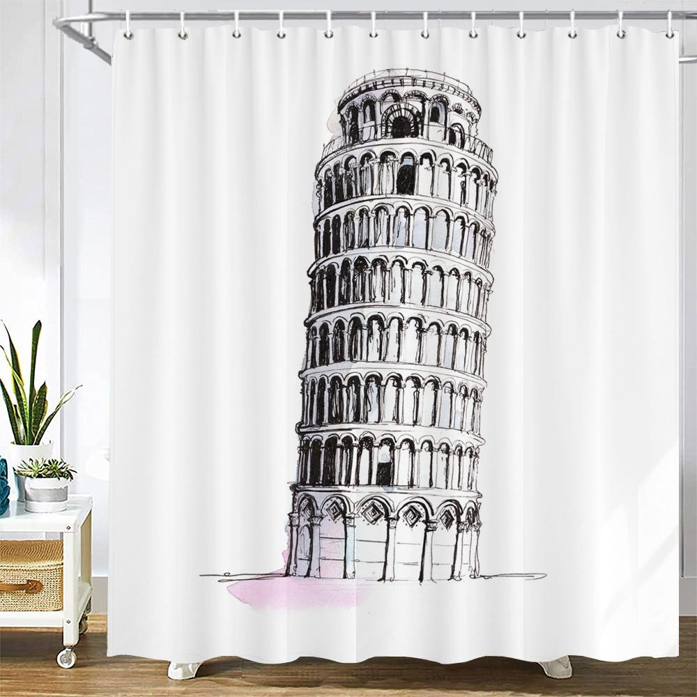 

1 pcs Minimalist artistic style printed shower curtain bathroom partition bathroom curtain with hooks home decorative curtain W90xH180cm