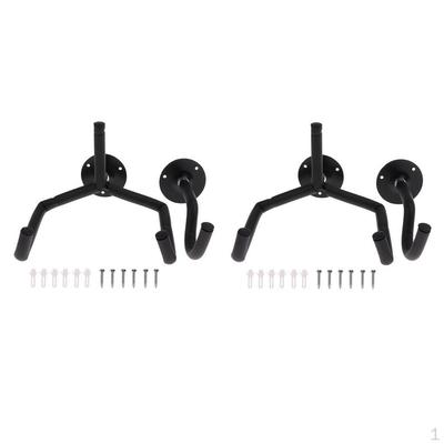 2Pcs Universal Guitar Hanger Safety Hook Black For