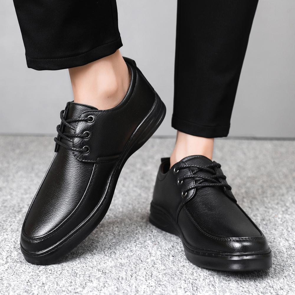 

Men s leather shoes elegant large size round head height increase business formal autumn casual style 39 чорний