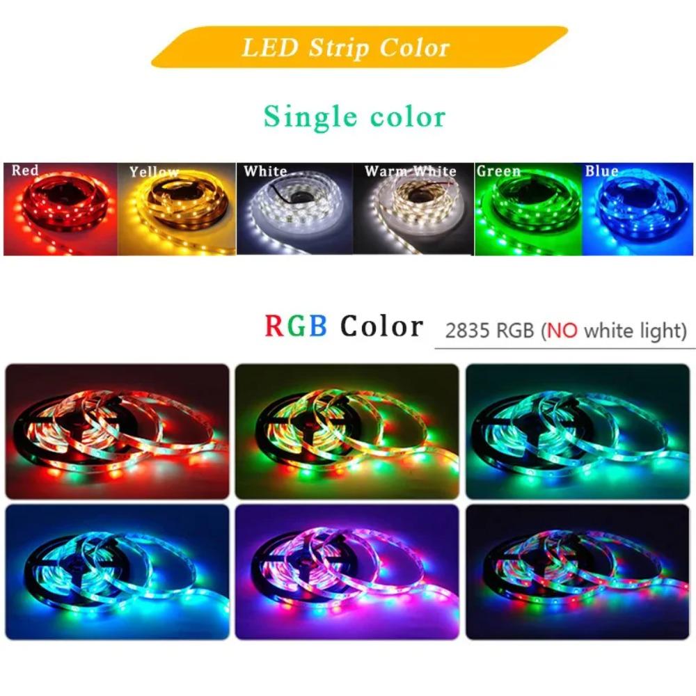 DC 12V LED Strip SMD 2835  Red Blue Pink Yellow Ice Blue White Home Decor Flexible Ribbon Tape Rope Lights 5M/Roll