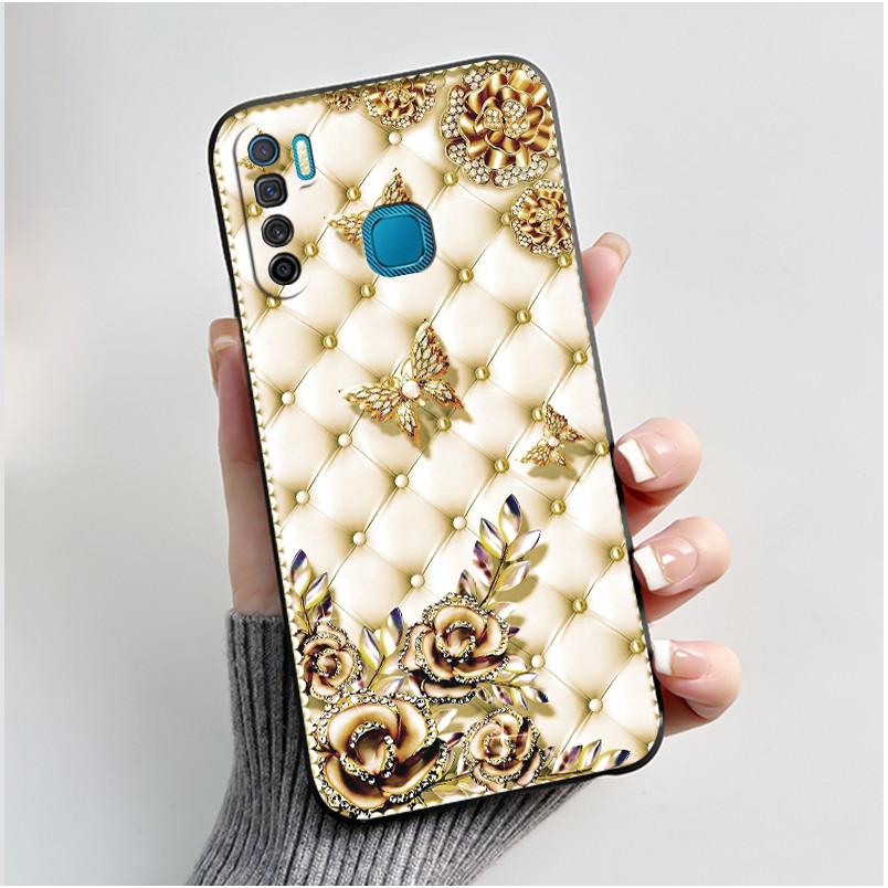 Handyhülle Für Infinix S5/S5 lite/X652/Camon 12 Air/CC6 Schwarz Niedliche Cartoons Bemalte Hülle Stoßdämpfer Weiche Stoßfeste Schwarze Hülle