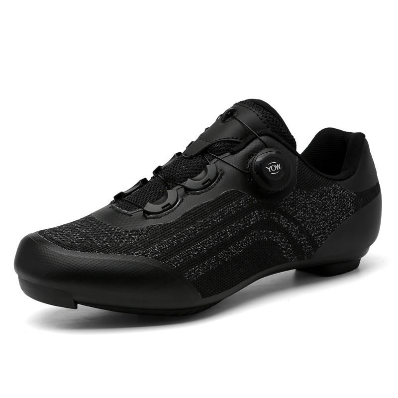 Mens Cycling Shoes With Flyknit Upper Reflective Stripes Stiff Sole Road MTB Casual Riding