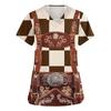 Women's V Neck Short Sleeve Work Shirt with Pockets Oktoberfest Print Top for Caregivers and Service Staff Comfortable Fit