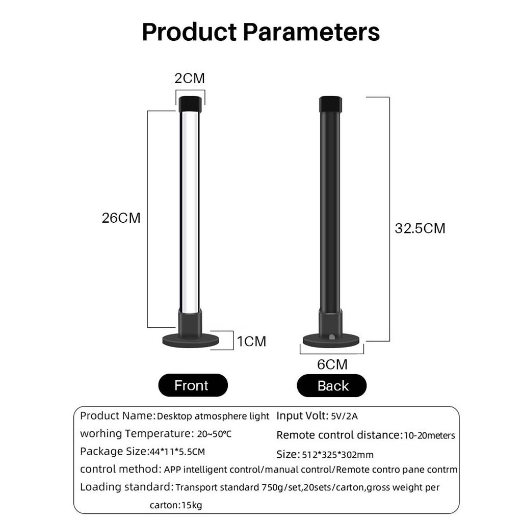 New Smart LED Pickup Light 5V 2A RGB Symphony Lamp Ambient LED Lamp Bluetooth App Control Music Rhythm Lights Gaming Bar TV Computer Desk 32.5*6cm
