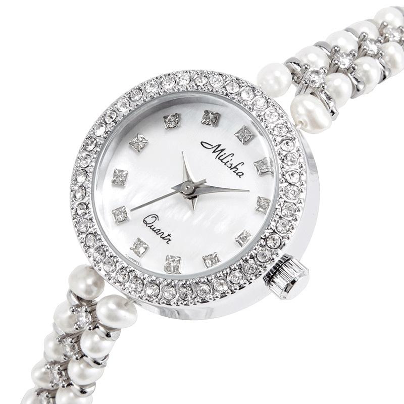 Diamond-Encrusted Watch Women S Exquisite Light Luxury High-Value Fritillary Pearl Bracelet Small Dial Women S Watch