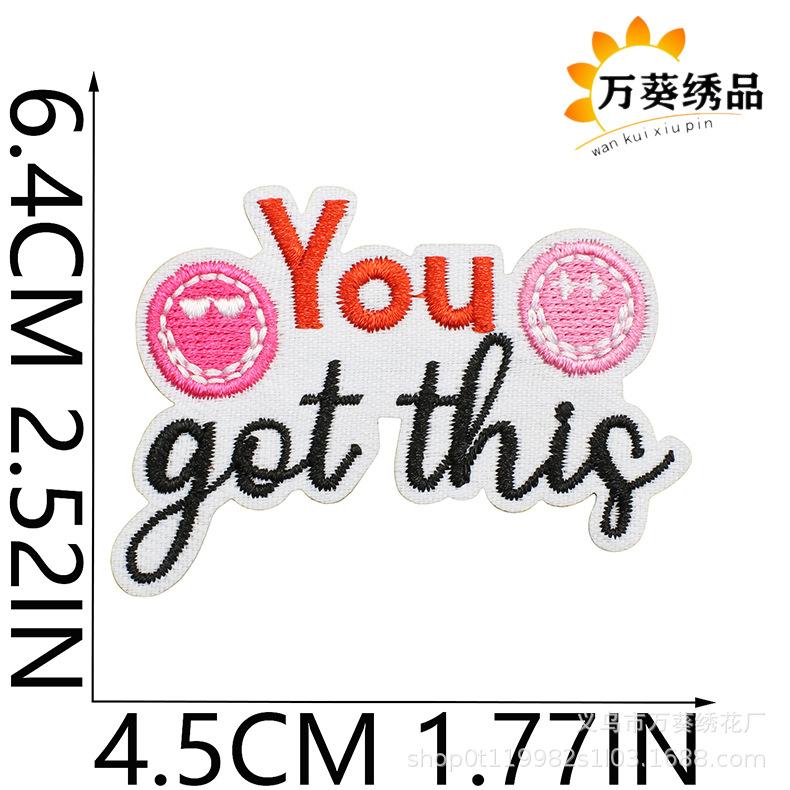 Smile Face Life Inspirational Words Embroidery Cloth Sticker Motivates English Patch Decoration Embroidery Mark Love Yourself Chapter Sticker