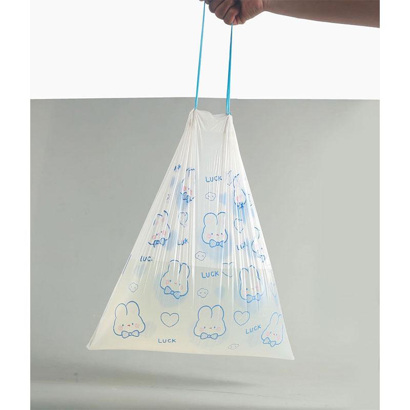 Çöp Torbaları İpli 100'lü Paket Küçük Çöp Torbaları Çizgi Film Tavşan Desenli Kalınlaştırılmış İpli Torbalar Banyo Çöp Torbaları