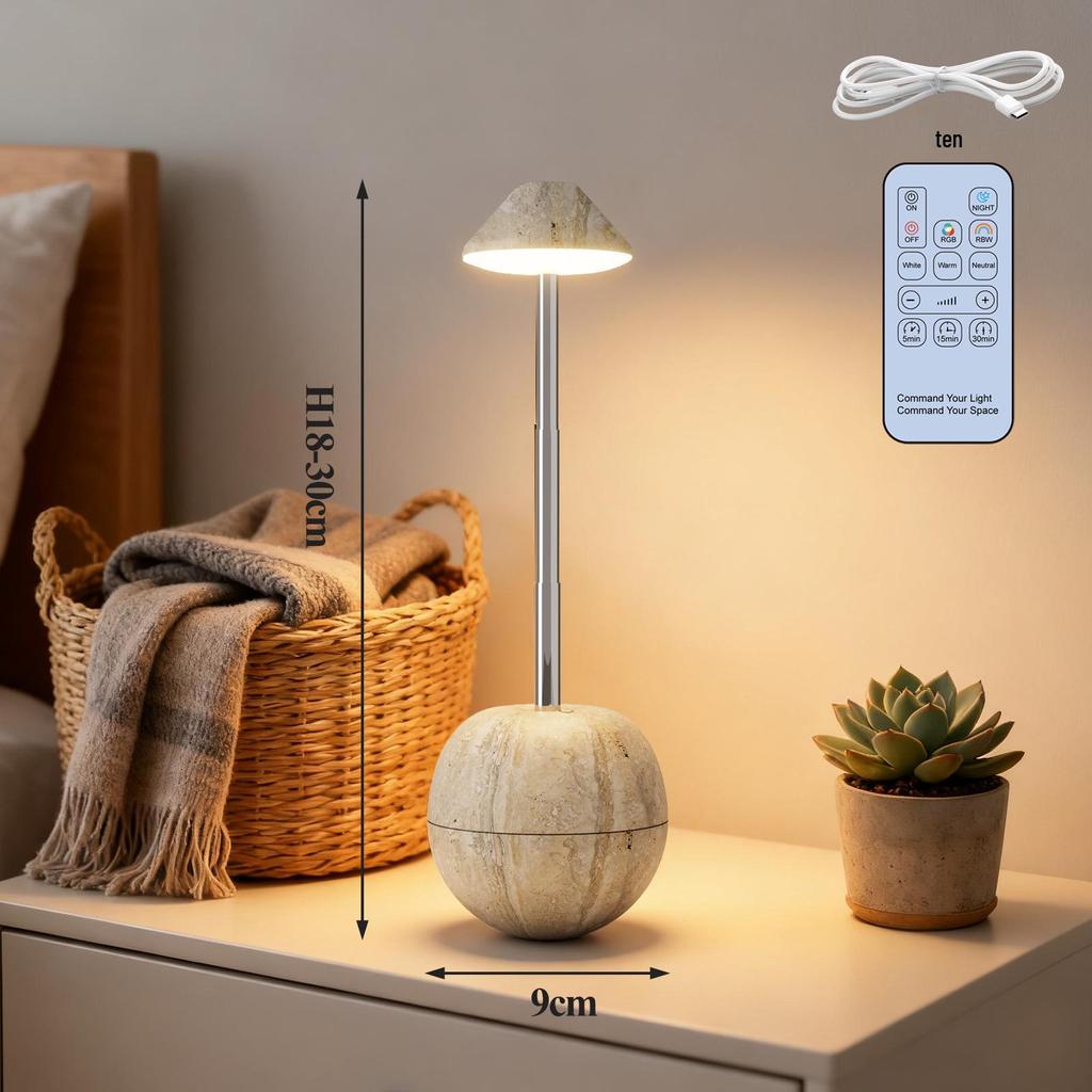 Rechargeable LED Table Lamp with Remote & Touch Control for Bedside and Hotel Decor