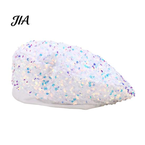 Sophisticated Daily Accessory Women Sequined Beret Hat, Sparkly Retro Artist Cap, Stylish Outdoor Fashion Headgear Adjustable Painter Cap for