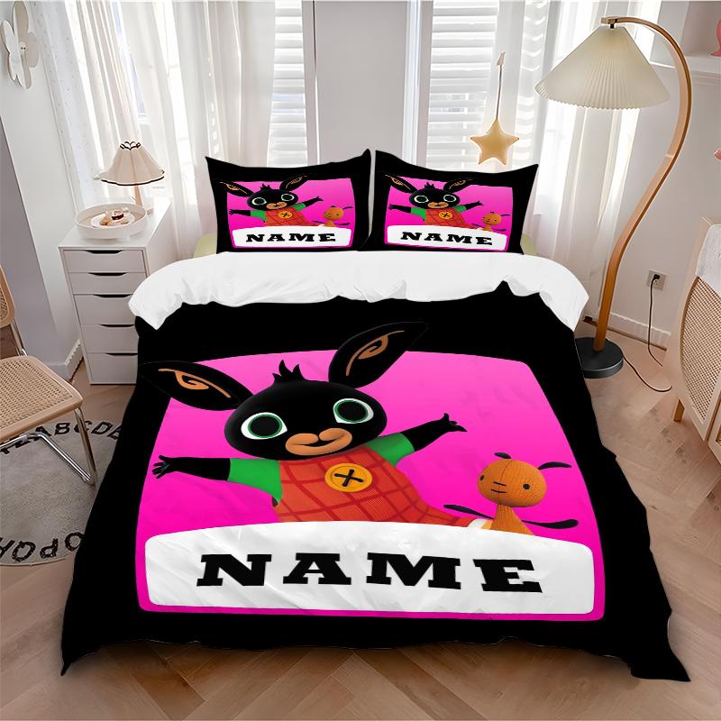 Custom Textile Bunny Friends Bedding 3 Piece Set HD Print Duvet Cover Pillowcases for Teens Adult Bedroom Decoration