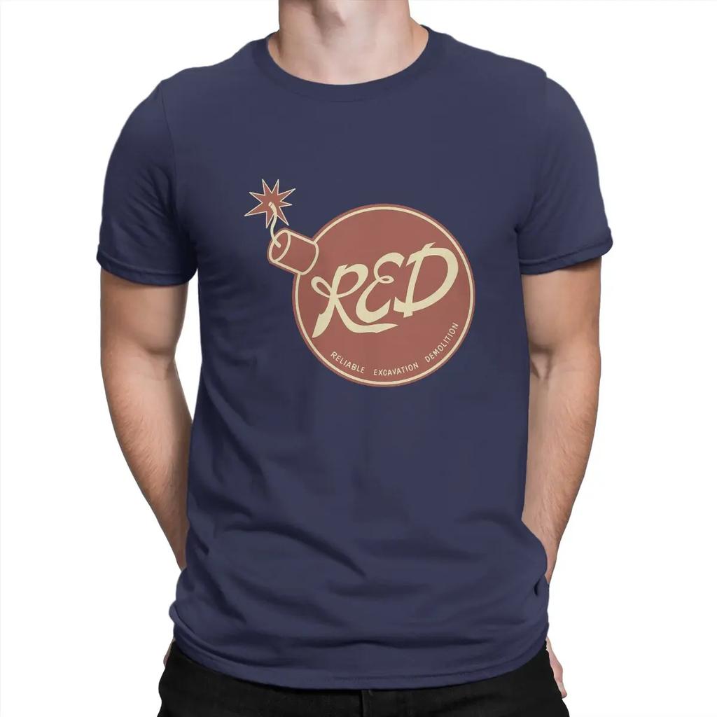 Red Bomb T Shirt Men's  Pure Cotton Funny T-Shirts Round Neck Team Fortress Game Tees Short Sleeve Tops Printed