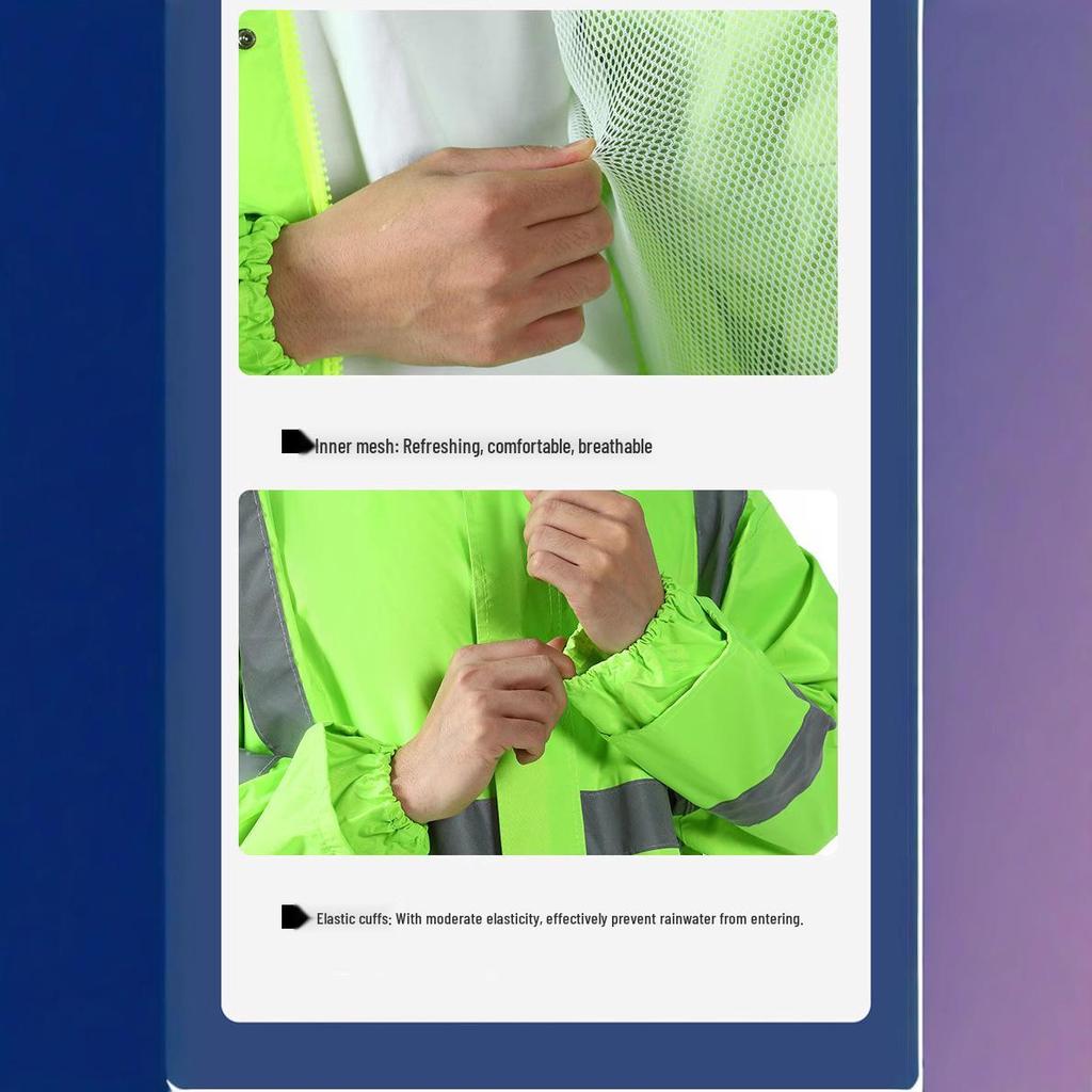 Set Impermeabile e Pantaloni Riflettenti 150D: Spalle scoperte, Spessore maggiorato, Protezione integrale per lavori gravosi e sotto la pioggia battente.