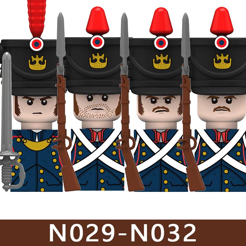 4pcs Medieval Castle Knight Building Blocks MIlitary Napoleon Soldier Figures War Army Legion Accessories Imperial Navy Bricks Toys