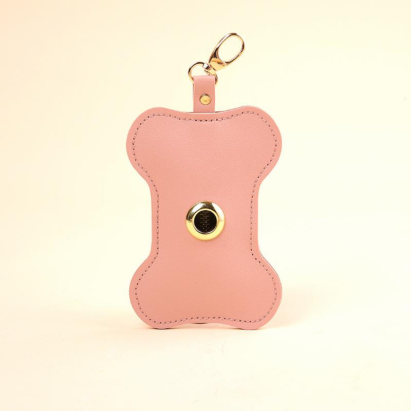 

Pu leather pet trash bag collection bag poop bag bone-shaped convenient bag goes out the beautiful fashion hanging bag accesso розовый