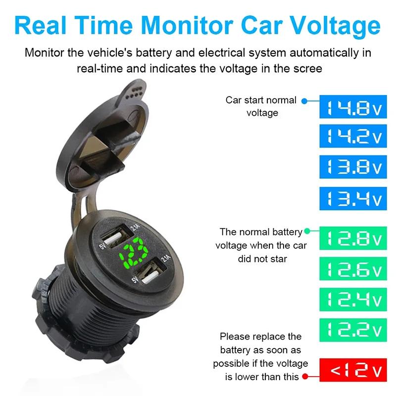 New Car Cigarette Lighter 4.2A Car Charger Dual USB Socket Power Plug 12V 24V LED Voltmeter Moto Auto Splitter Adapter