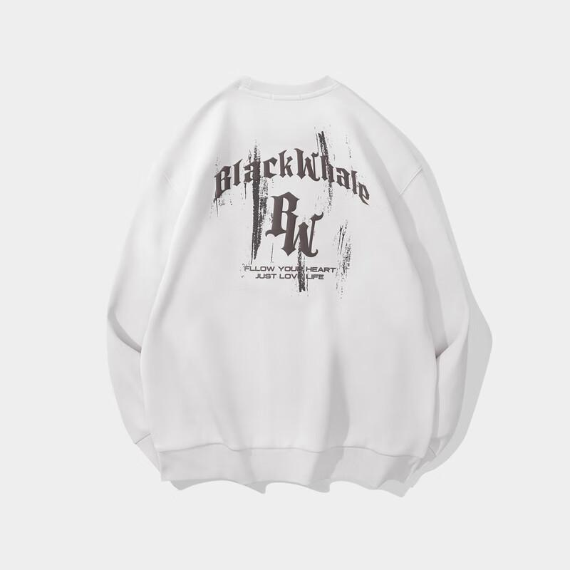 HLA Black Whale Men's Loose Fit Graphic Print Crewneck Sweatshirt