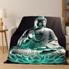 Buddha Shakyamuni Faith Cartoon Flannel Blanket Soft Warm Throw Blanket for Bedroom Living Room Bed Travel Camping Picnic Gift