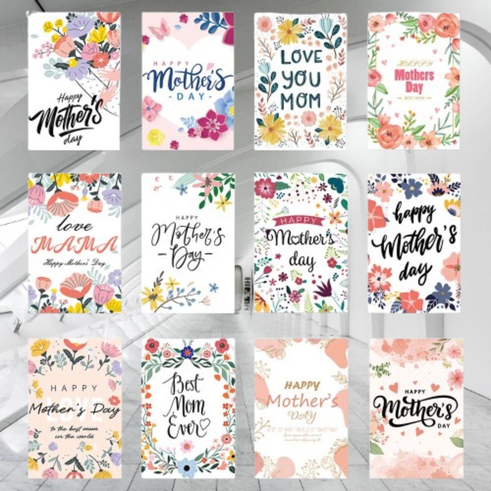 12pcs Festival Party Gift Card Foldable Message Card Mother's Day Greeting Card  Happy Mother's Day