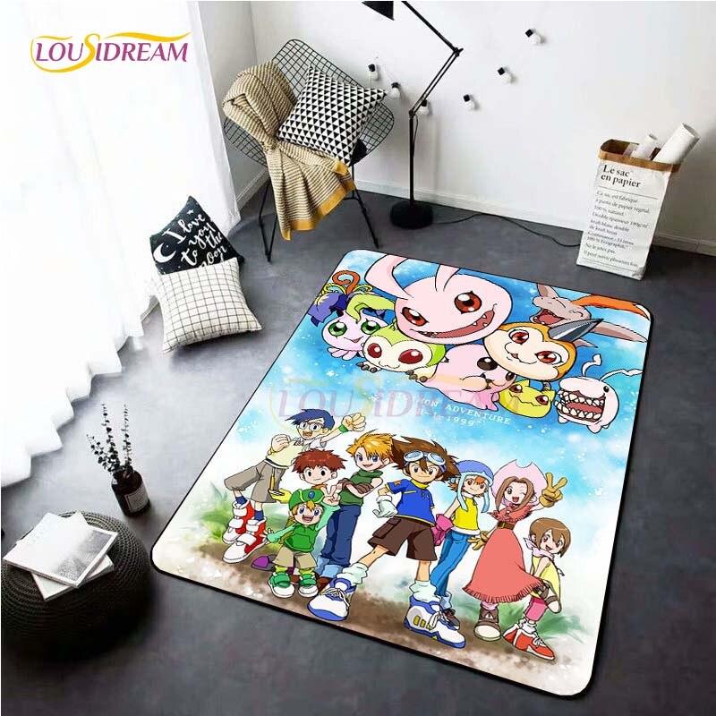 Neue Cartoon Digimon Teppiche für Wohnzimmer Rom Anime Teppich Schlafzimmer weiche Bodenmatte Anti-Rutsch-Fußmatte Home Decor Geschenk Picknick