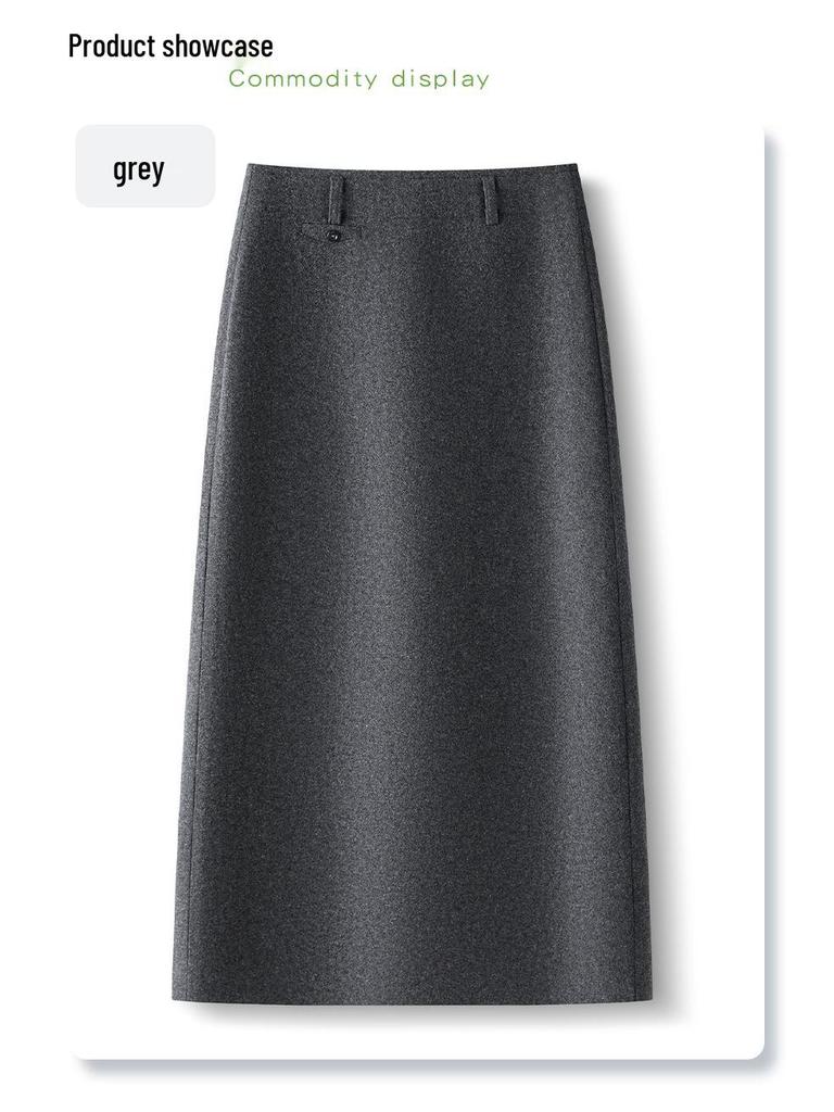 2025 New Women's Purple Woolen A-Line Pencil Skirt: Autumn/Winter Slim Fit