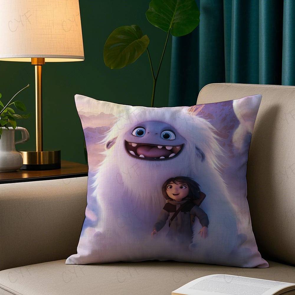 Cute Movie A-Abominable Pillow Case Anti-Dustmite Pillowcase Invisible Zipper Silky Short Plush Sofa Cushion Cover