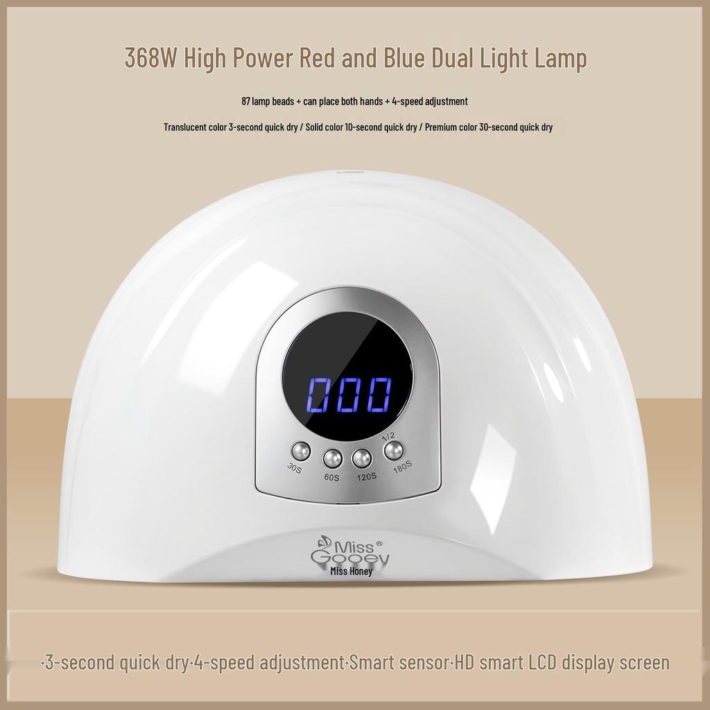 High-Power Red & Blue Light Quick-Dry Manicure Lamp for Both Hands – Gel Lamp That Prevents Hand Blackening