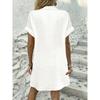 YYFS Dámská móda Léto Jaro Jednobarevný potisk Krátký rukáv POLO Neformální šaty s volným pasem