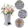Solar Cemetery Vase with LED for Gravestone Outdoor Artificial Fresh Flower Holder Headstone
