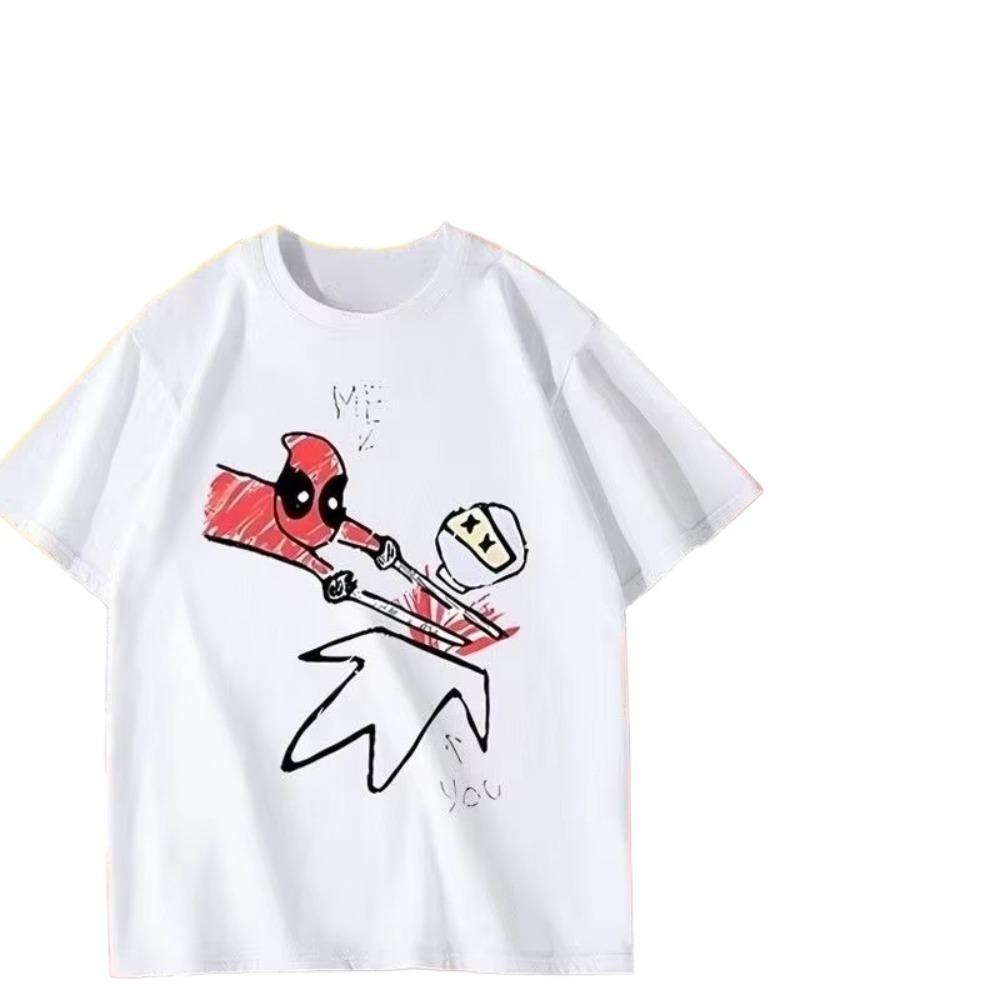 

Deadpool Funny Hero Printing Loose Crew Neck TShirt Unisexs and Womens Short Sleeves Funny Clothes Unisex Clothing Cotton S